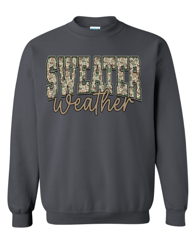 Sweater Weather Camo Crewneck Charcoal