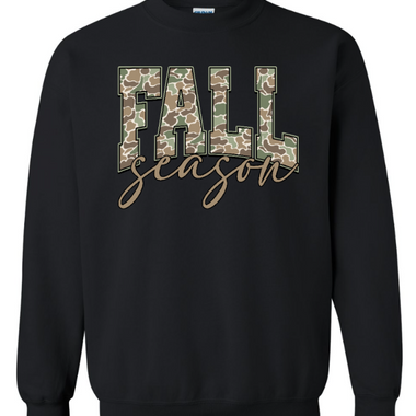 Fall Season Camo Crewneck Black