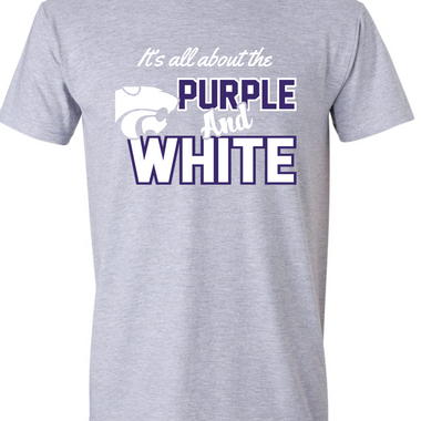 CHS CHEER IT'S ALL ABOUT THE PURPLE AND WHITE T-SHIRT