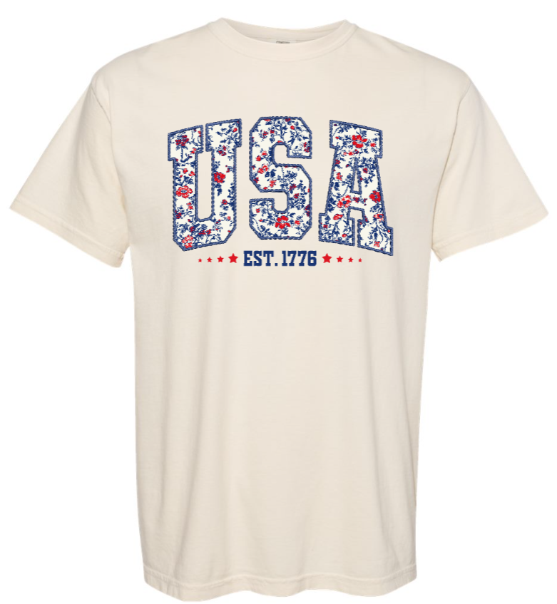USA Floral TShirt
