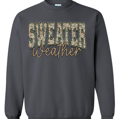 Sweater Weather Camo Crewneck Charcoal