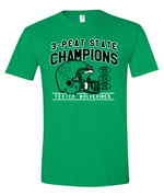 Texico Wolverines State Football 3 Peat- ROSTER ON BACK Short Sleeve