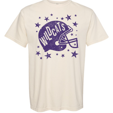Clovis Wildcat Football Helmet Comfort Color T-Shirt
